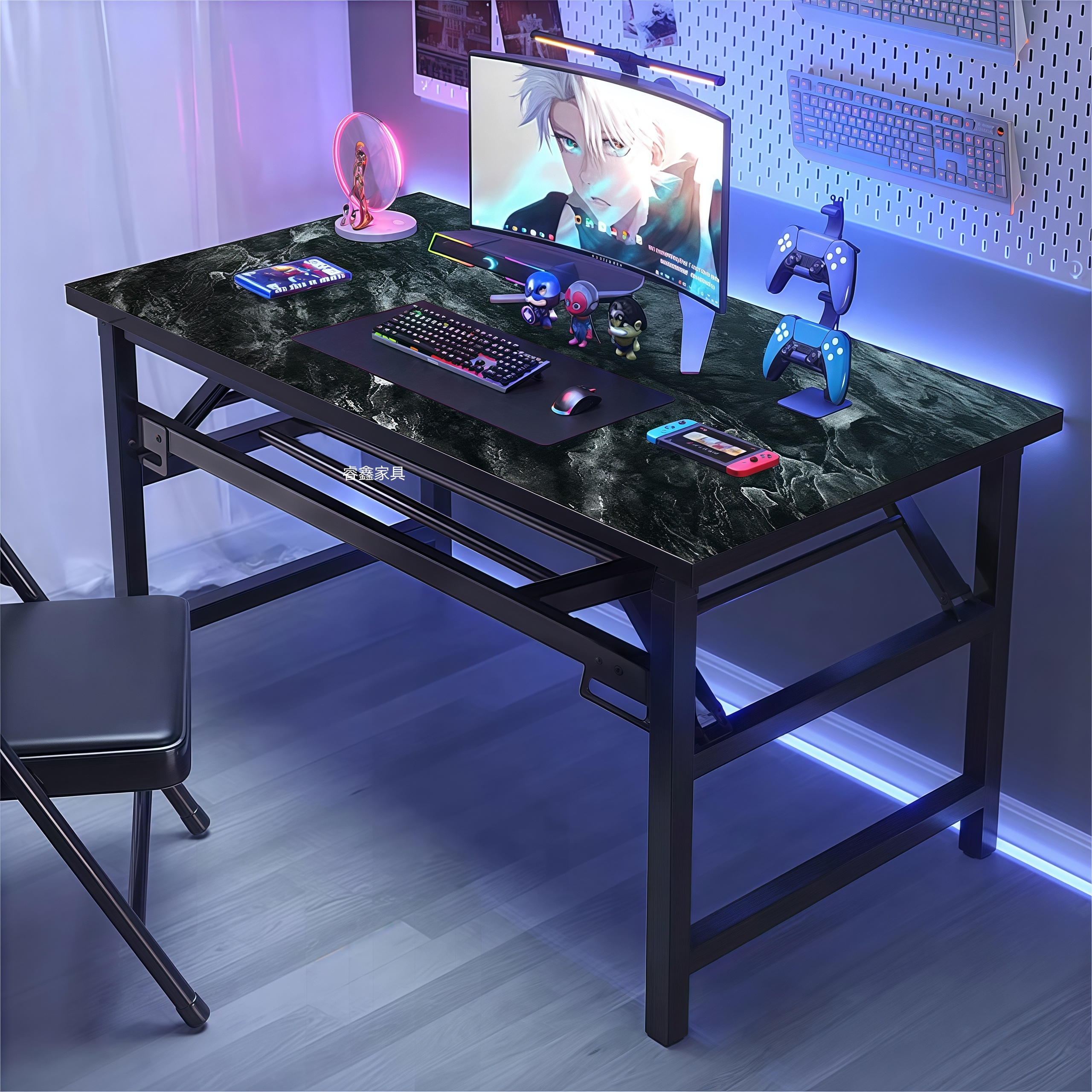 可折叠桌子电脑桌台式桌办公桌卧室出租房简易学习桌椅出租屋书桌