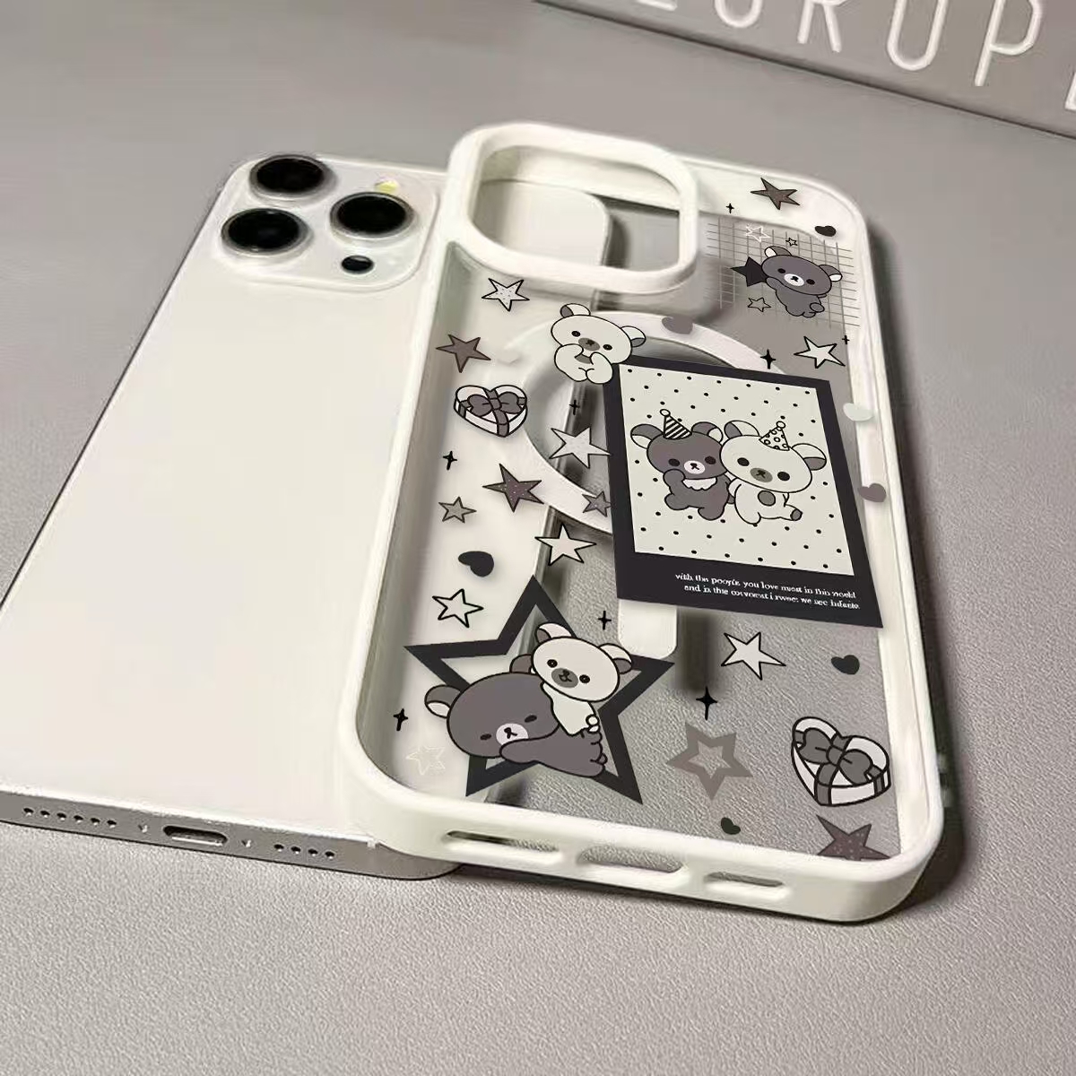 GGBond暗黑风轻松熊适用iPhone16/15pro苹果磁吸手机壳13/12/11套