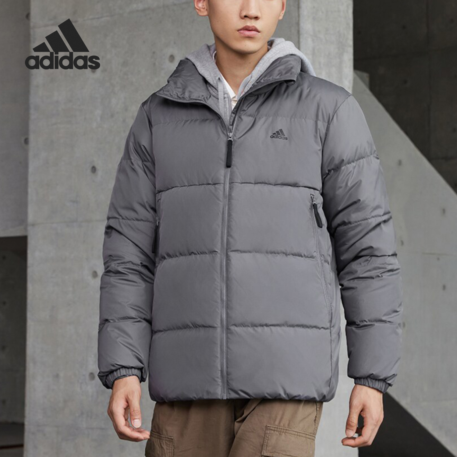Adidas阿迪达斯正品运动休闲男士保暖鸭绒立领羽绒服IT8725