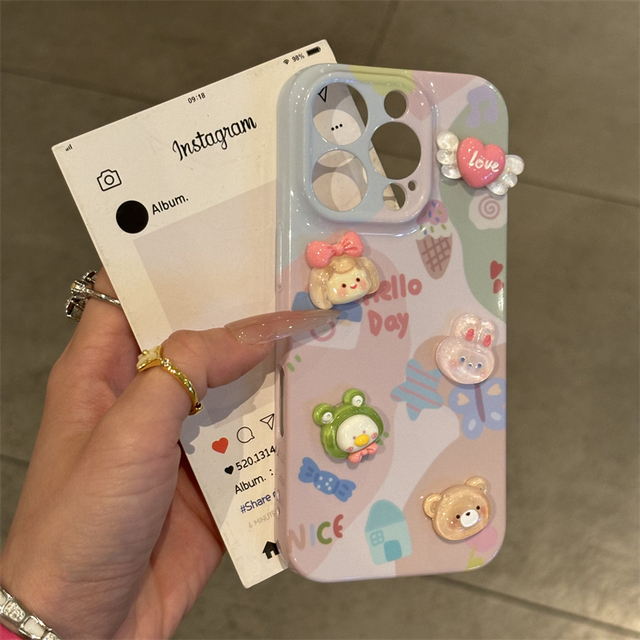 小女孩动物适用苹果15promax手机壳16pro华为mate60新款五件套pur