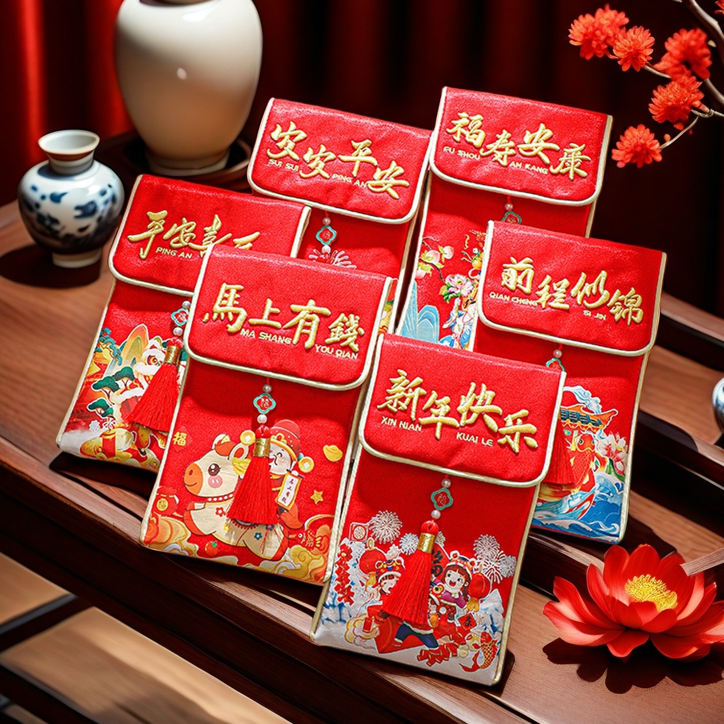 马年新款刺绣流苏新年红包压岁贺礼高档布艺生日结婚压岁包利是封