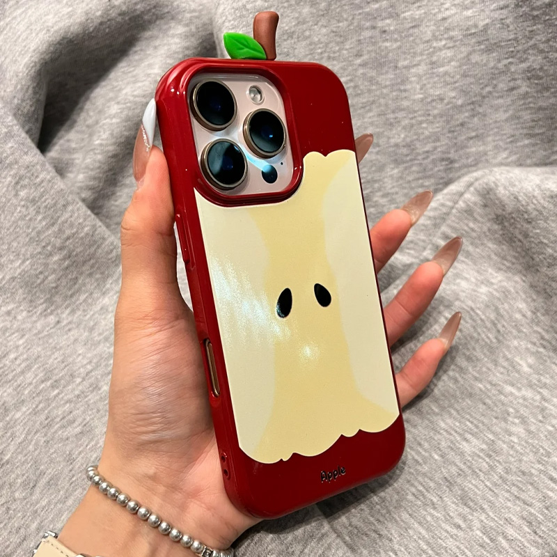 欧克里里创意苹果核适用苹果16/17ipromax手机壳15/14立体款13/12