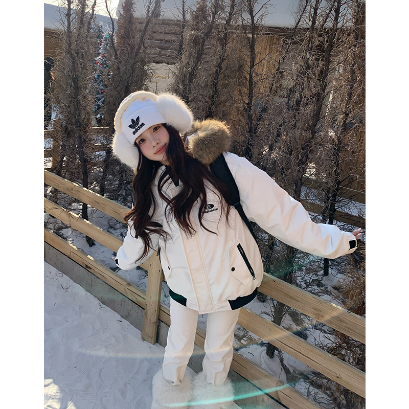 橘子树在哪儿美式大毛领派克棉服女冬季加厚保暖防风休闲棉衣外套