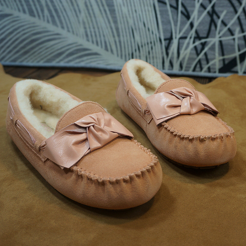 真皮牛皮羊毛女士豆豆鞋 秋冬新款保暖女乐福鞋 毛毛鞋 7-15