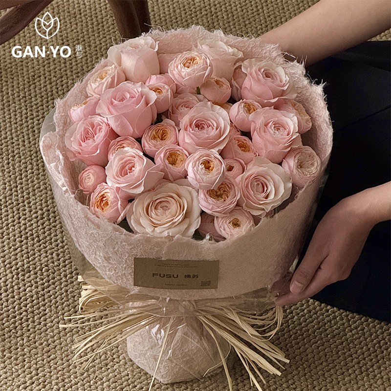 港与【七夕】原创云麻丝纸鲜花花束包装纸花艺花店包花纸diy材料