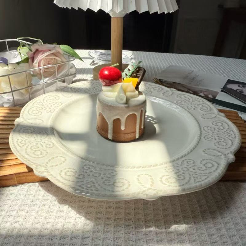 美式浮雕餐盘欧式宫廷复古盘子ins菜盘家用牛排意面法式餐盘微瑕
