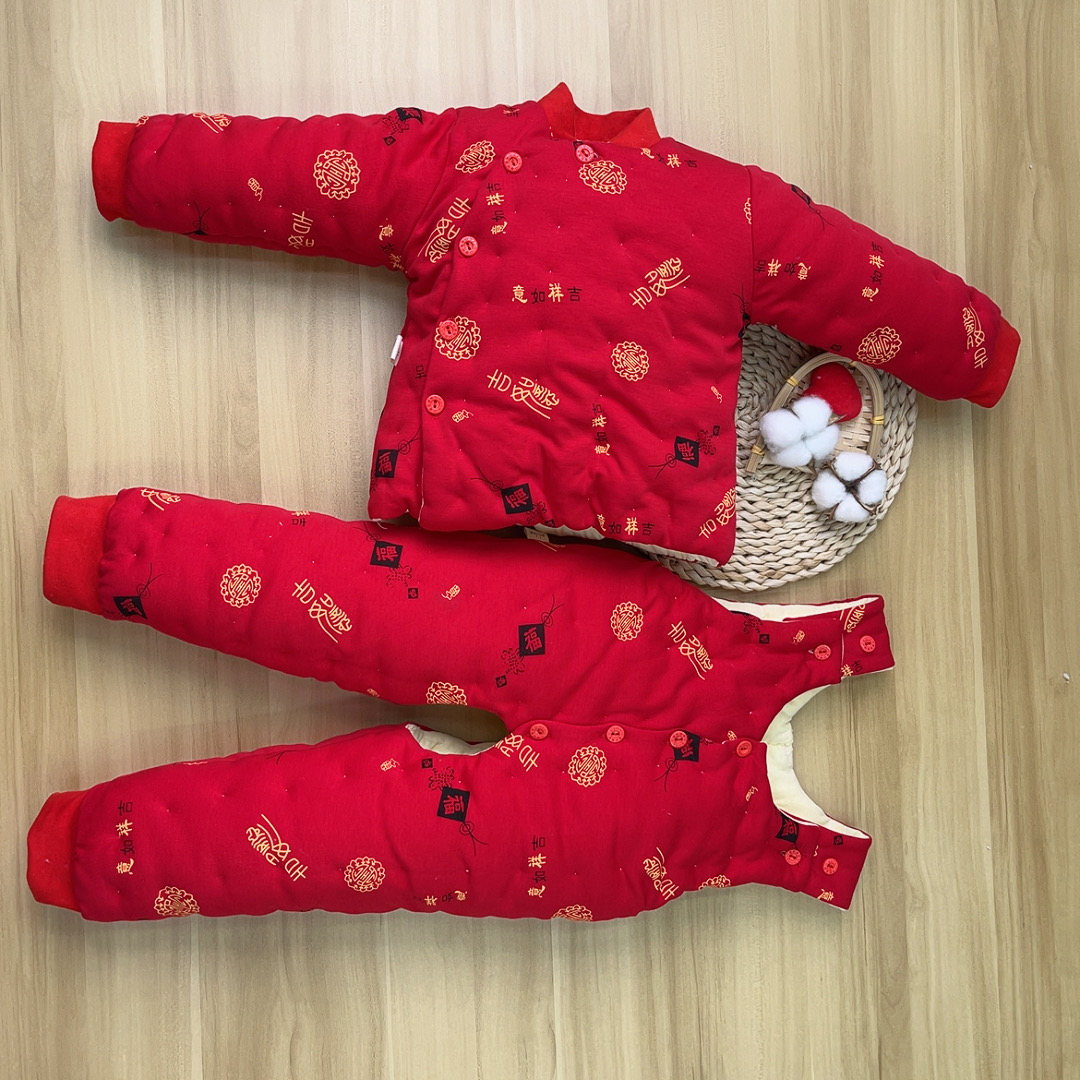 (DR)手工棉衣儿童棉花棉袄棉裤冬季厚款套装棉内胆婴儿卡通棉内胆