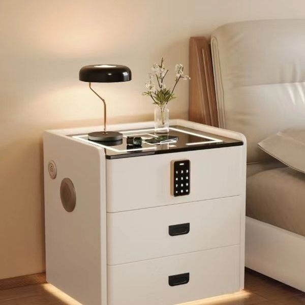 2025新款智能床头柜简约实木轻奢家用卧室现代无线多功能