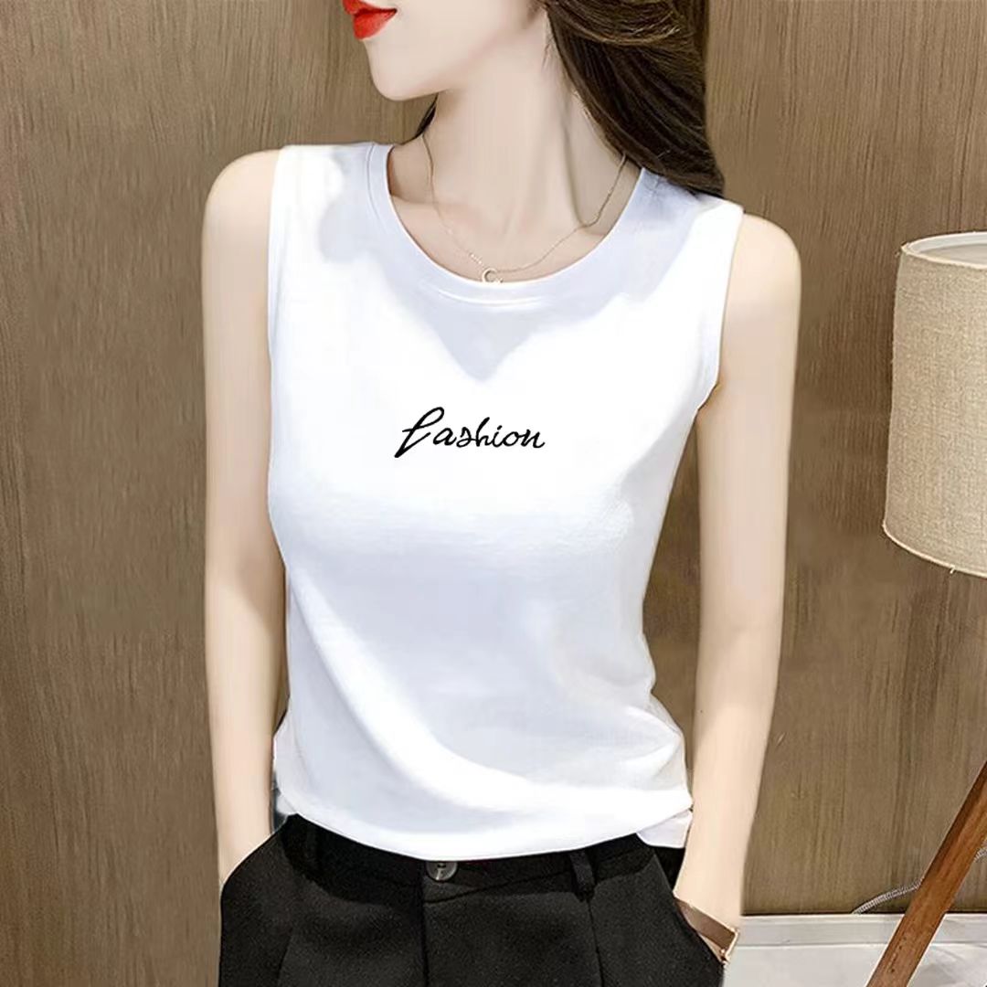 纯棉吊带背心女夏季宽松百搭印花无袖t恤显瘦内搭外穿运动上衣潮
