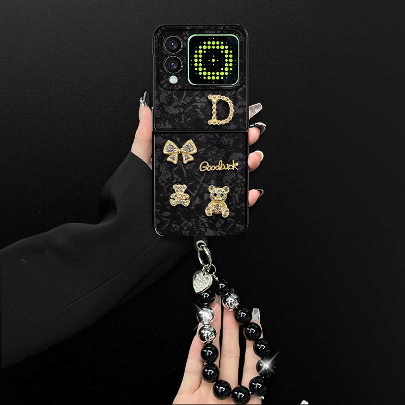 适用华为novaflip手机壳英文小熊二合一贝壳纹折叠壳全包保护套