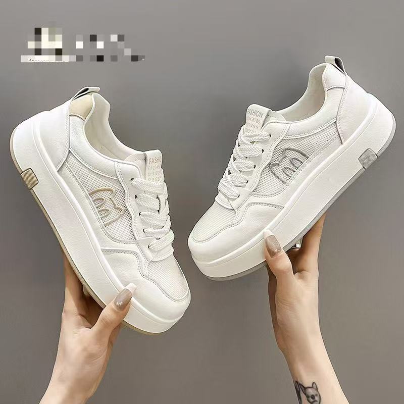 胶粘增高春夏板鞋小白鞋松糕底时尚夏季透气ins休闲板鞋