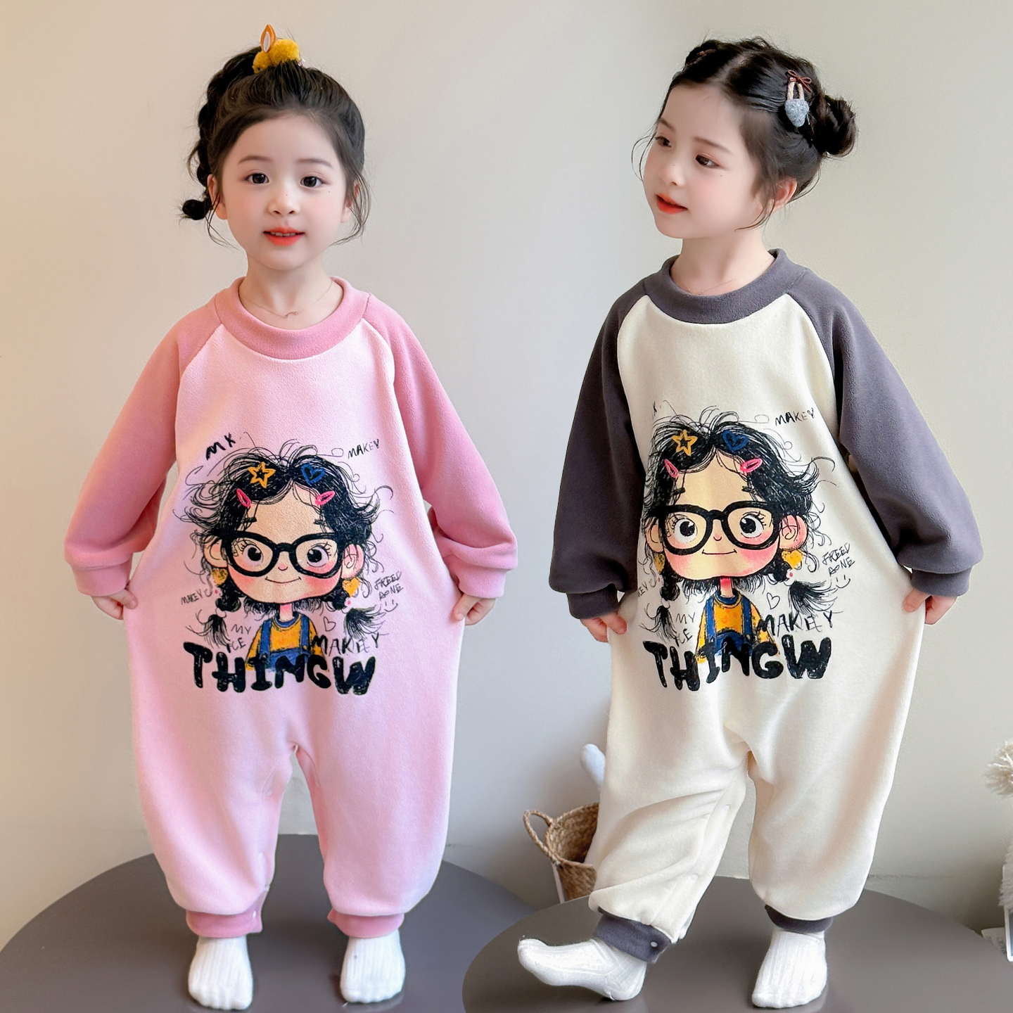 女童睡衣连衣2025新款法兰绒秋冬季女宝宝保暖奥粒绒家居服珊瑚绒