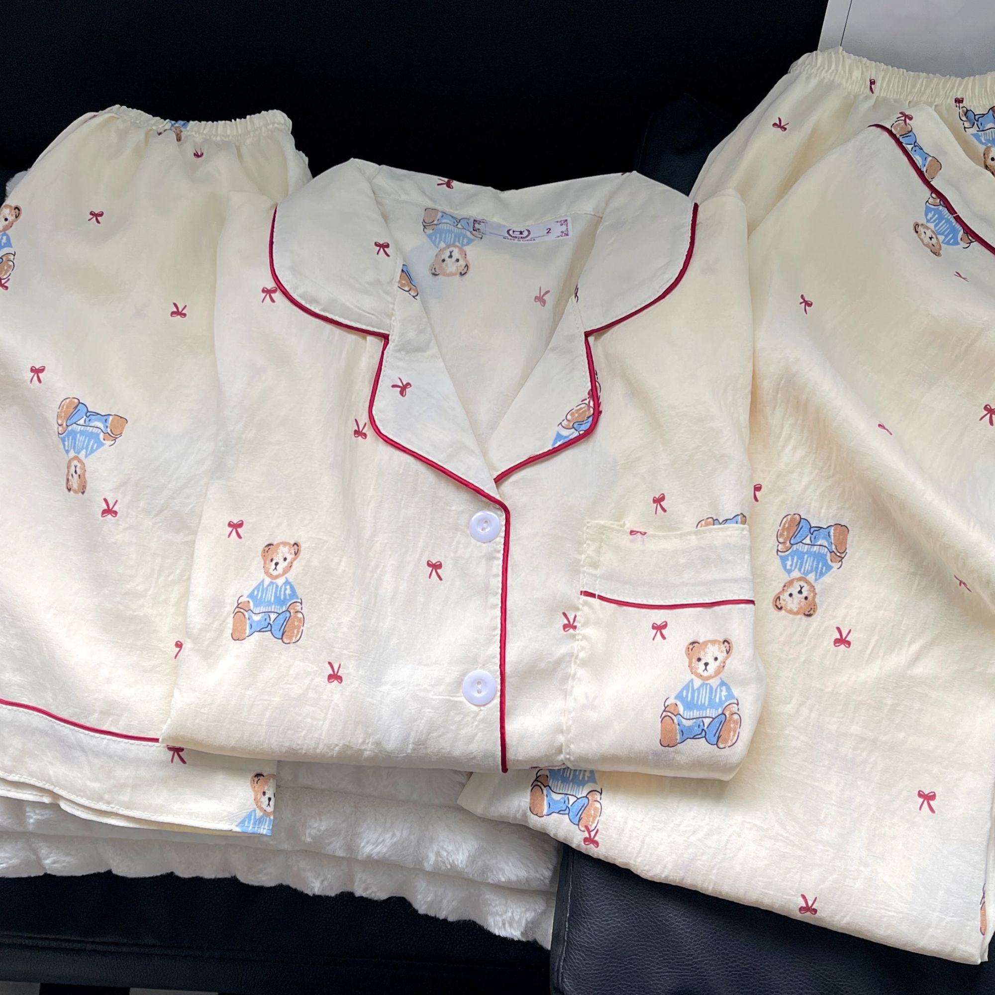 睡衣女三件套女夏季短袖短裤长裤夏天卡通家居服套装4617