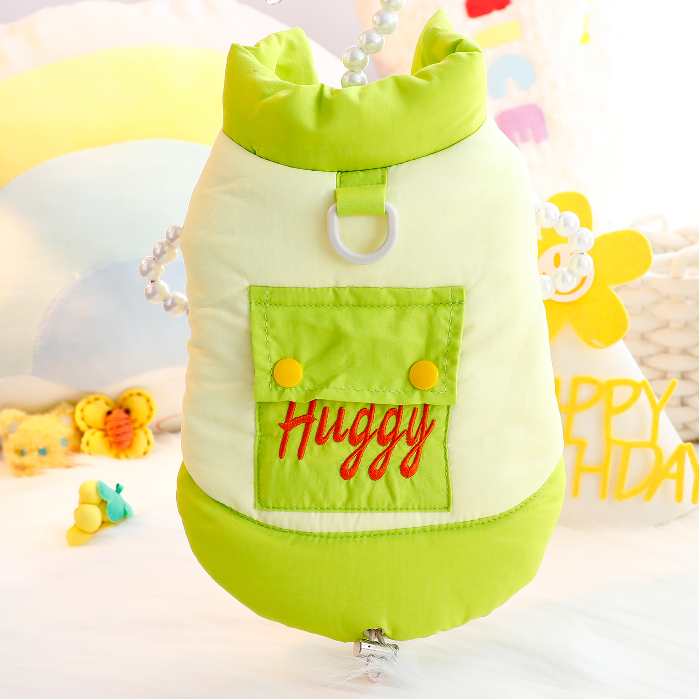 狗狗衣服秋冬装厚款猫咪糖果口袋牵引棉衣小型犬泰迪比熊宠物7459