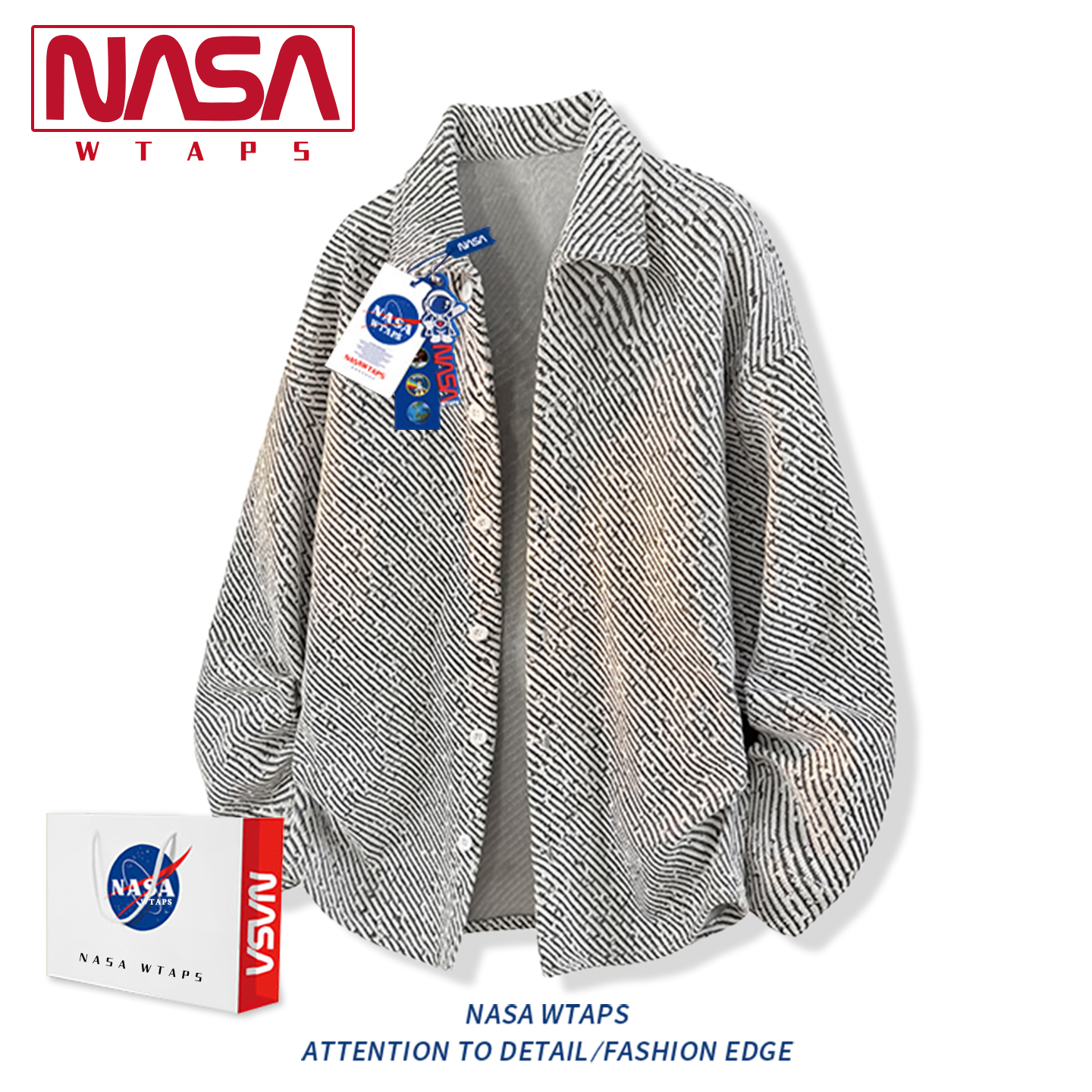 NASA WTAPS纹理感衬衫男款秋季2025新款轻奢高级感小香风衬衣外套