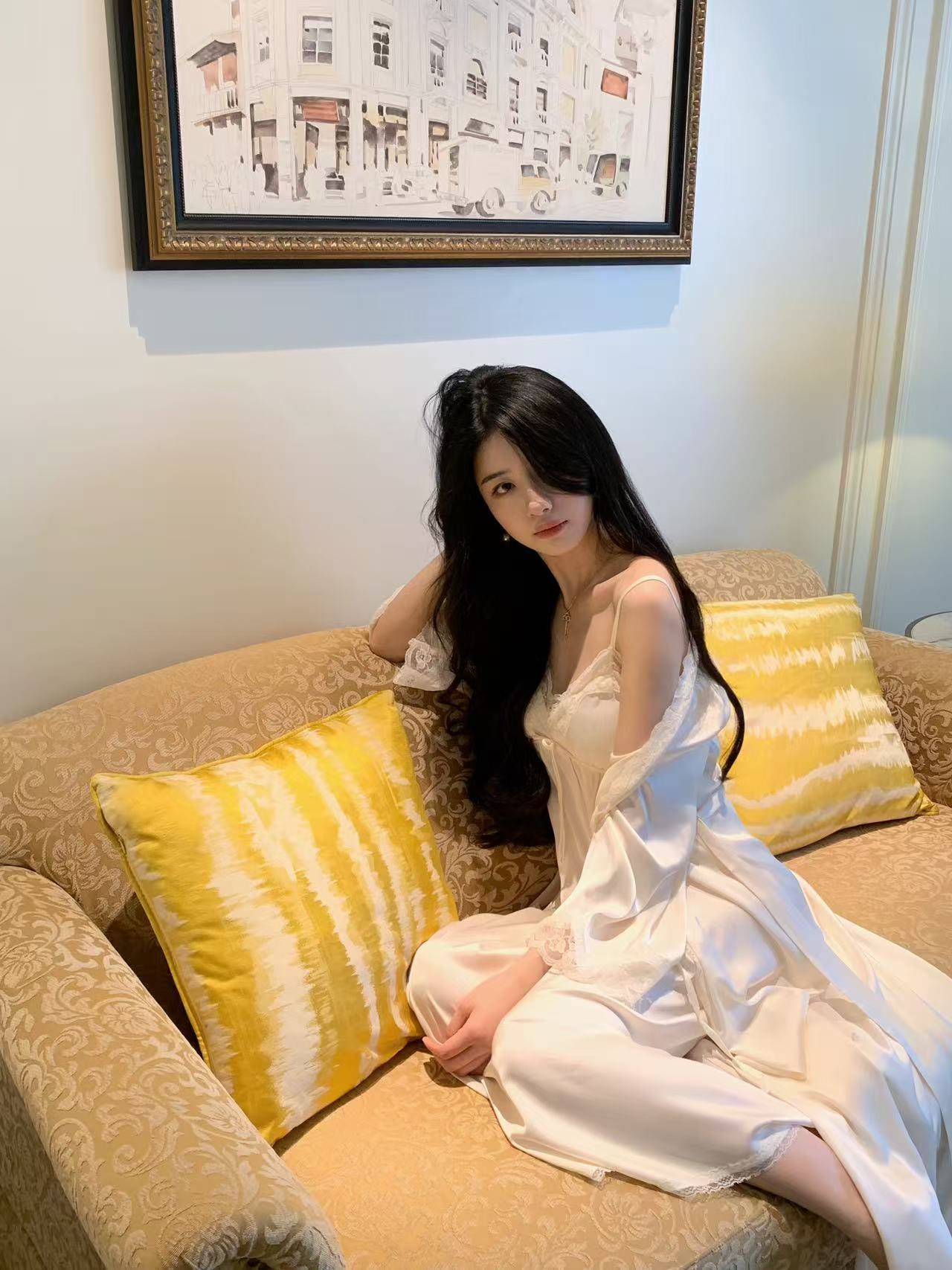 【富家千金】法式睡衣高级感遮肉薄款冰丝吊带镂空性感纯欲风睡裙