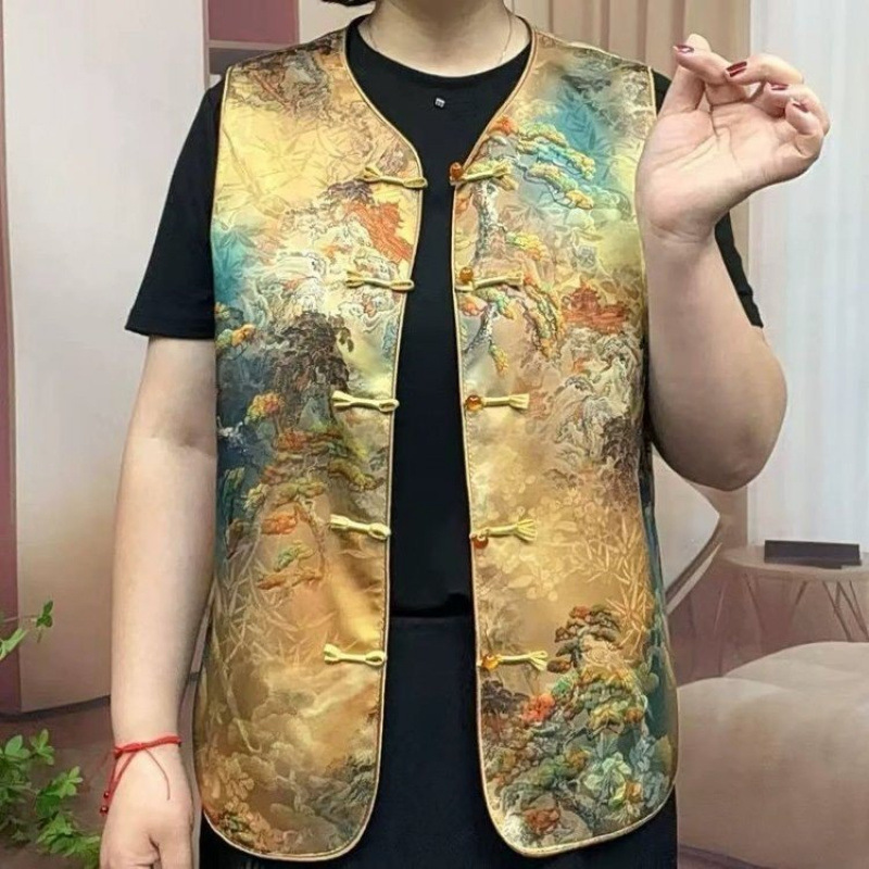 【锦绣江南】中式国风气质马甲时尚复古提花背心盘扣女装新款上衣