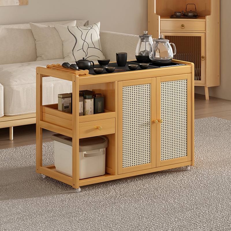 移动茶桌客厅家用茶台烧水壶一体茶几小户型茶水柜非实木沙发边几