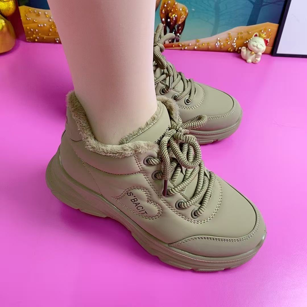 冬季新款加绒加厚保暖棉鞋女软底防滑厚底休闲妈妈鞋户外运动棉鞋