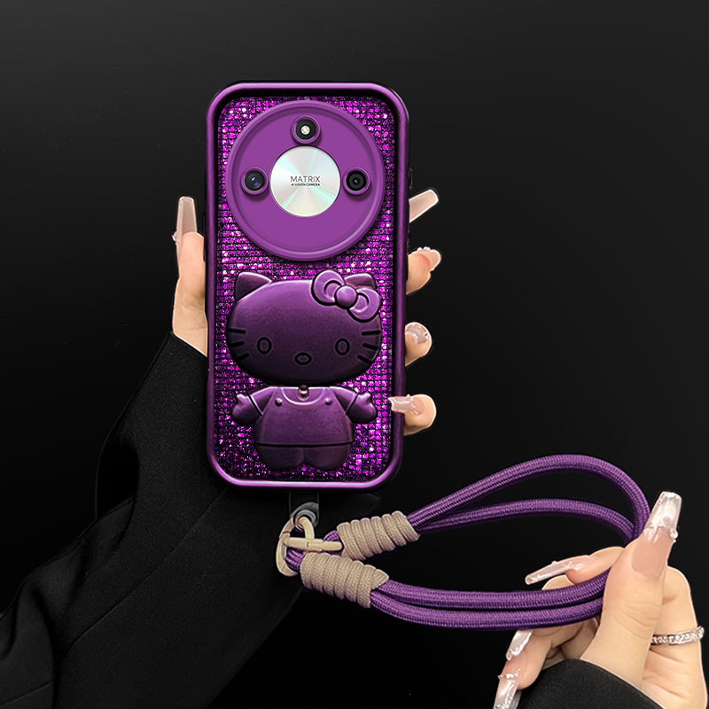 汇客凡品【荣耀X50】高颜值梅子闪紫Kitty支架防摔手机壳