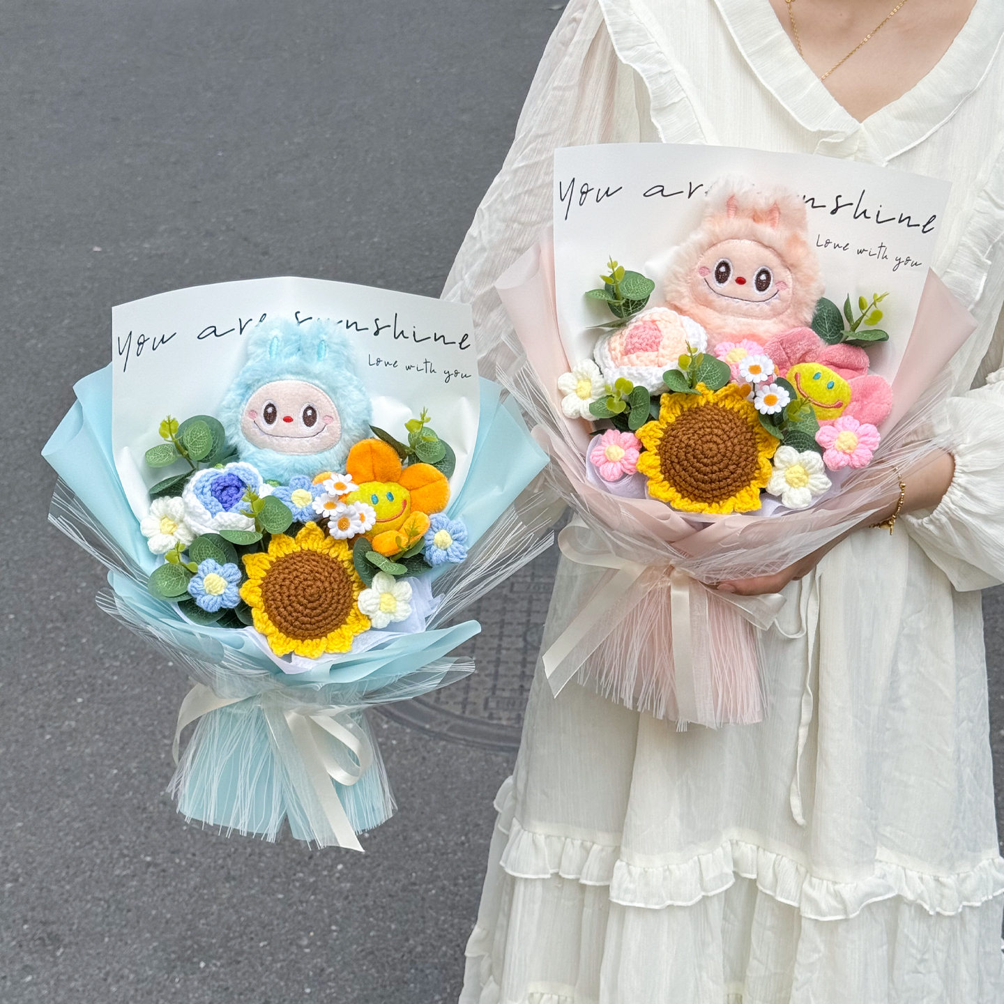 创意成品毛线针织向日葵玩偶花束纪念日生日礼物送女朋友闺蜜