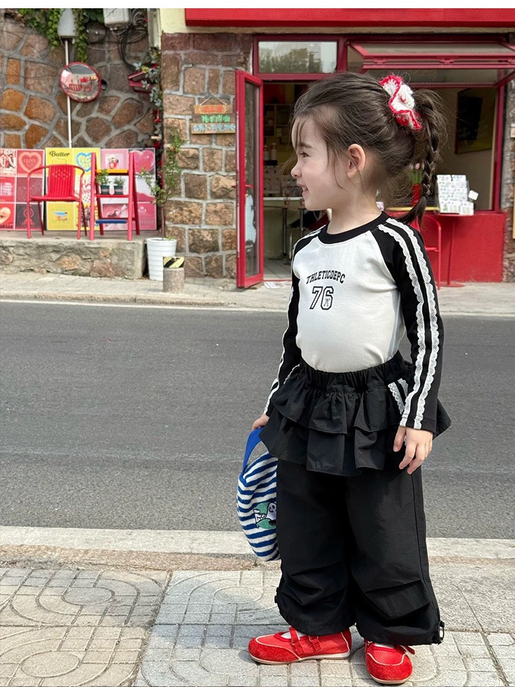 童套装25秋季新款女童长袖T恤打底衫宝宝t上衣小童韩系屁帘工装裤