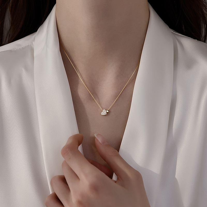 坠链均925银锆石 925纯银心形项链女2025爆款首饰精致小巧锁骨链