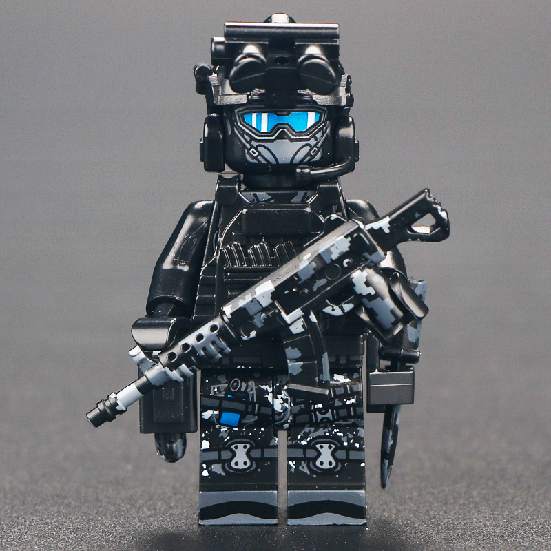 中国威龙特警乐积木高人仔帅气军事特种兵士兵武器儿童拼装礼物玩