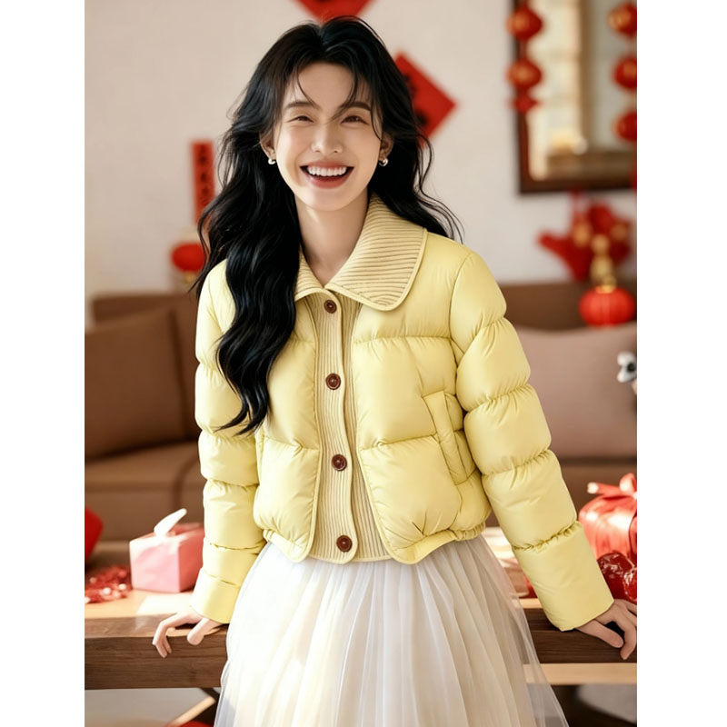 冬季新款翻领设计感棉服外套女款气质轻熟风棉袄独特别致加厚棉衣