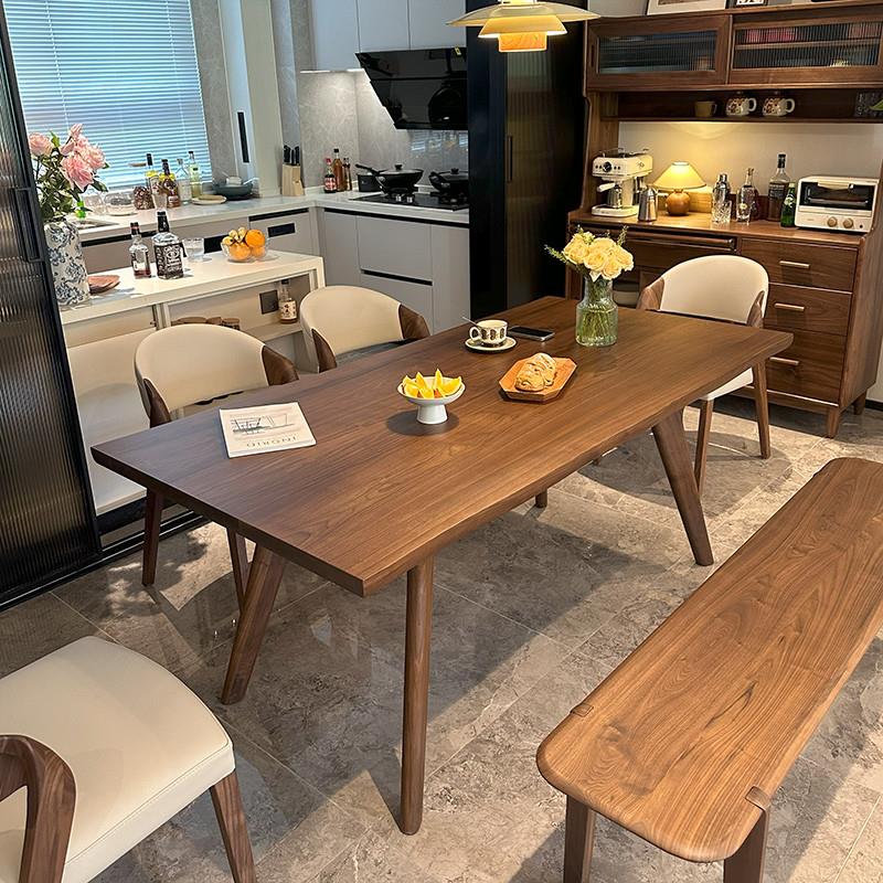 北美黑胡桃木餐桌全实木北欧原木大板桌大长桌现代简约工作台书桌