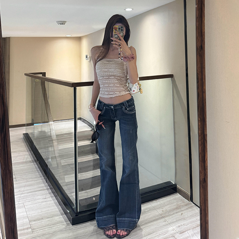 【裤长106cm】加长美式低腰高个子微喇牛仔裤女辣妹显瘦喇叭裤ins风