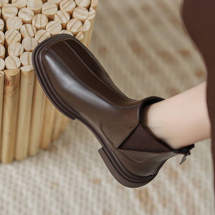 瘦瘦靴女小个子2025新款夏季单靴马丁靴英伦风棕色切尔西DM3