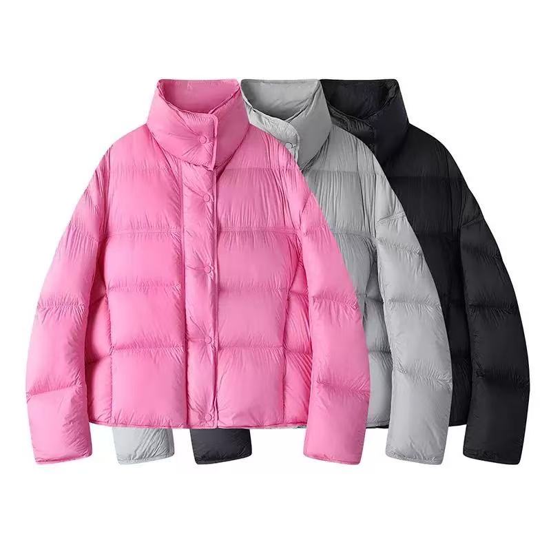 艾家时尚短款面包服羽绒外套立领拉链长袖韩版女款中长女款0098