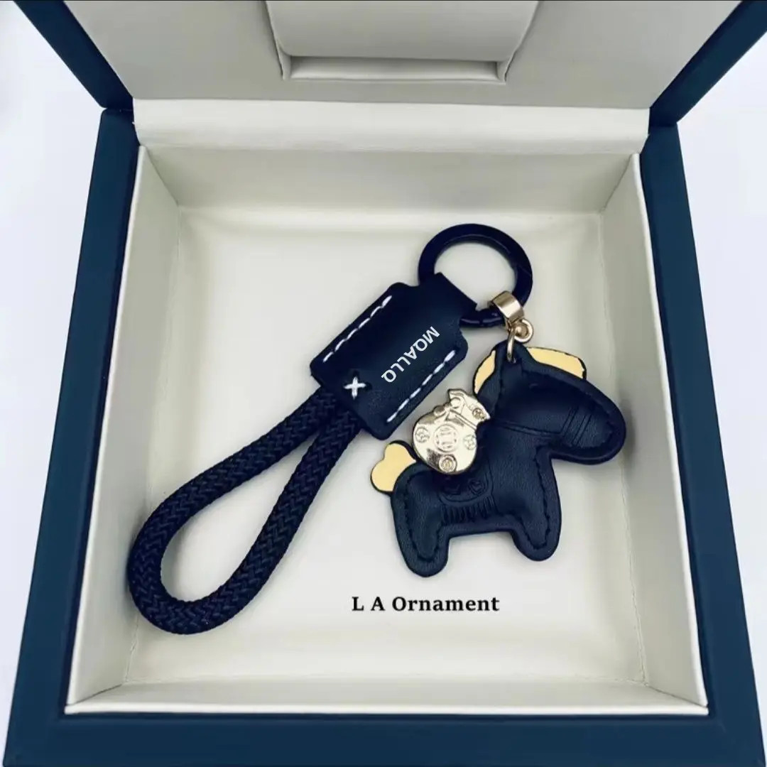 马上有钱手工牛皮革汽车钥匙扣挂件精致简约个性男女情侣钥匙挂绳