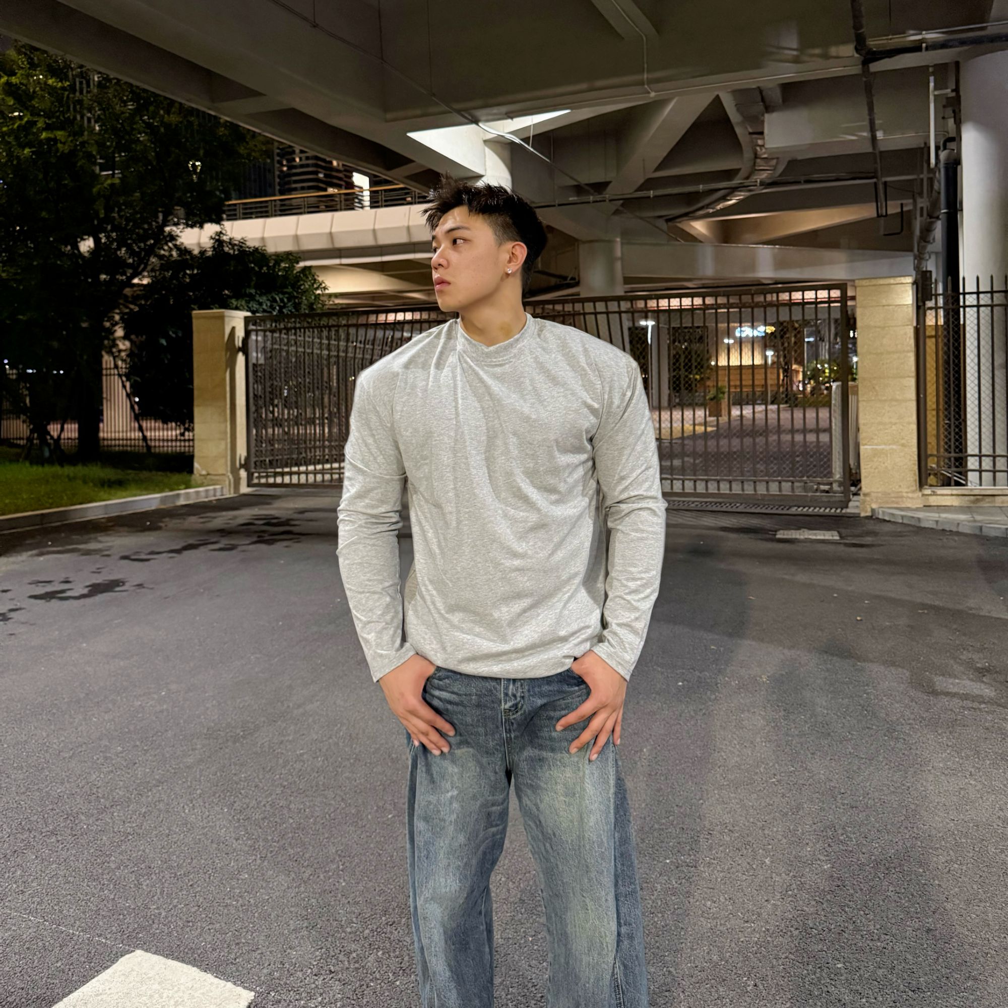 【硬】美式索罗娜休闲纳维亚健身运动Cleanfit速干弹力圆领打底长袖