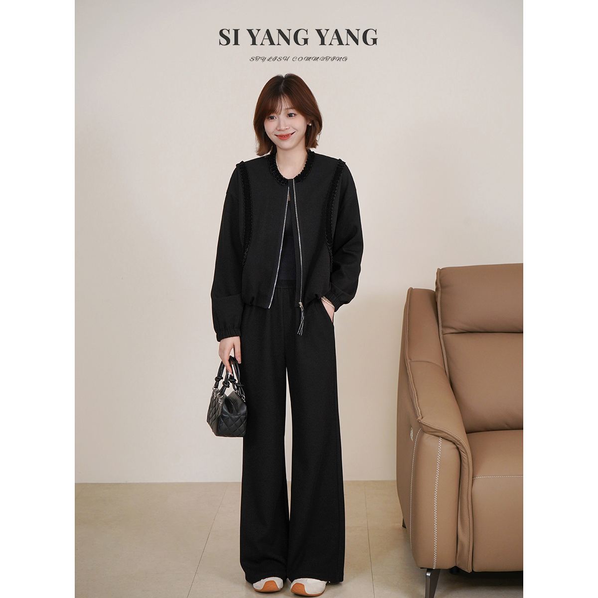 斯洋洋SIYANG超柔棉感针织风琴褶装饰减龄通勤外套TZ509B101SYY