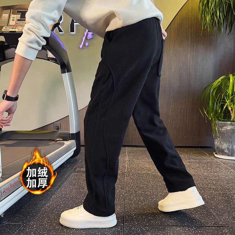 男士灯芯绒直筒裤宽松男裤秋冬款休闲裤2025新款男士加厚加绒裤子