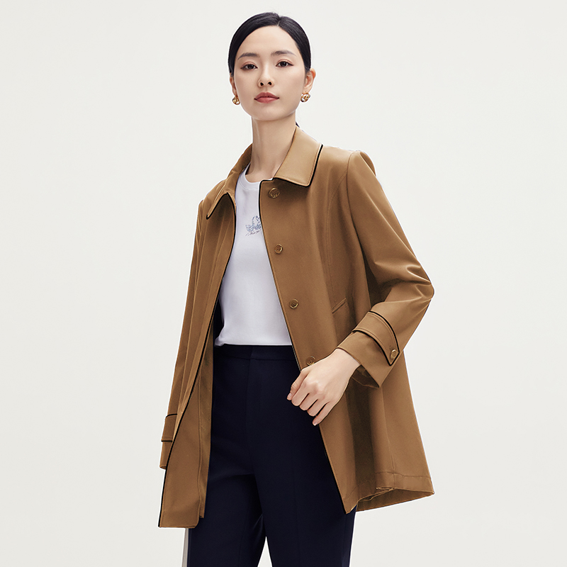 娜尔思直筒弹力流光智性风简约一手长风衣NJ00880E2-NJ高贵风衣女