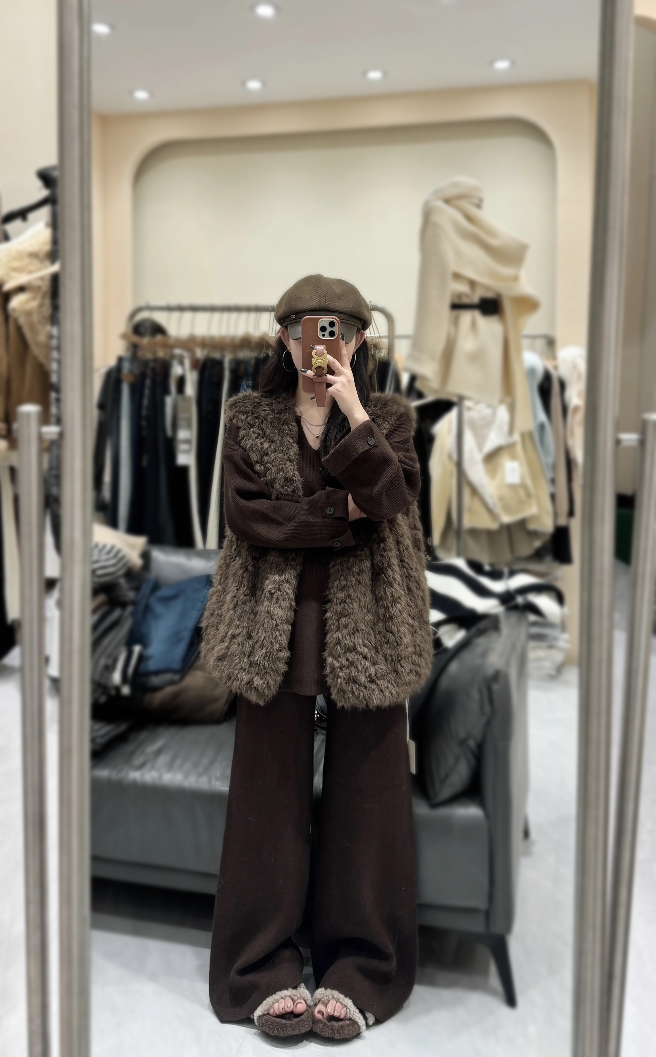 2025冬季新款韩系穿搭慵懒风毛毛马甲针织上衣休闲裤显瘦三件套女