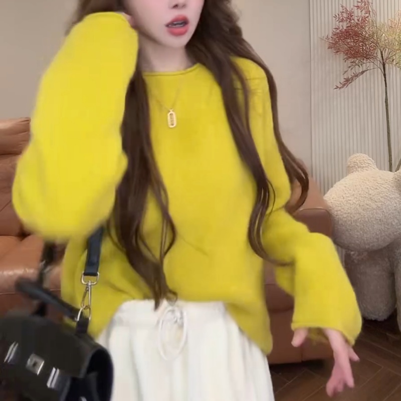 韩式慵懒温柔纯色显瘦百搭毛衣LK2507862