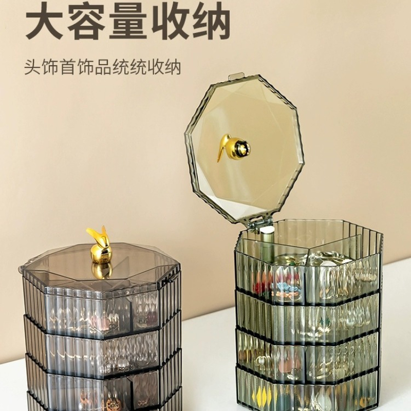 高颜值旋转多层首饰收纳盒大容量项链耳环黄金珠宝精致
