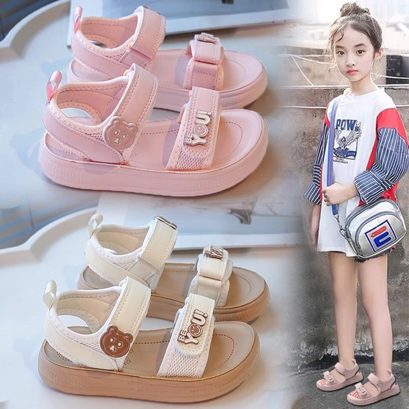 安踏感统女童凉鞋夏款2025新款儿童露趾软底沙滩凉拖中大童女孩