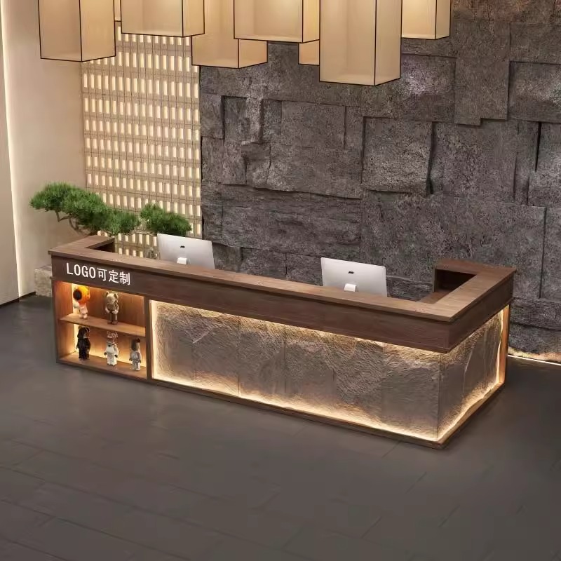 酒店前台新中式民宿商铺饭店收银台养生馆厂家店接待台复古吧台柜