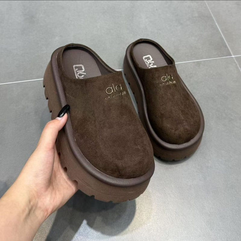 春秋新版~懒人一脚蹬包头拖小个子厚底增高轻便勃肯鞋外穿半拖鞋