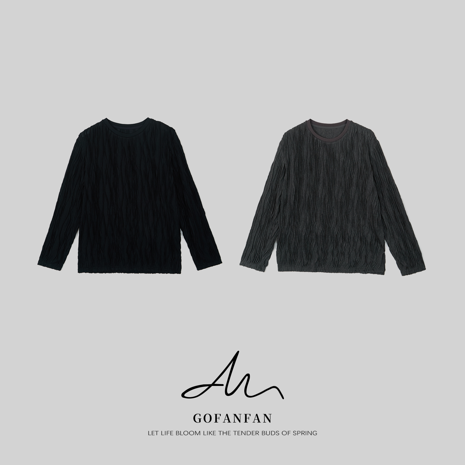 GFF STUDIO【梵光长袖T】宽松纹理质感宽松圆领高级感长袖T恤