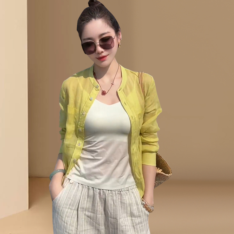 韩版黄色圆领衬衫上衣2026年女装夏季新款今年流行的百搭通勤衬衣