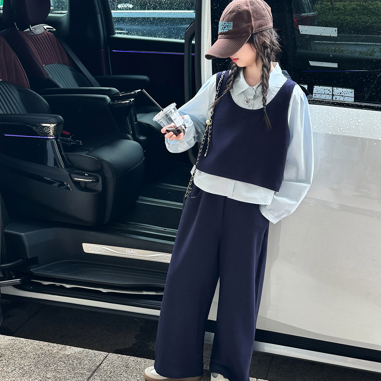 女童超好看套装春秋款2025新款女大童韩系秋季衬衫儿童洋气两件套