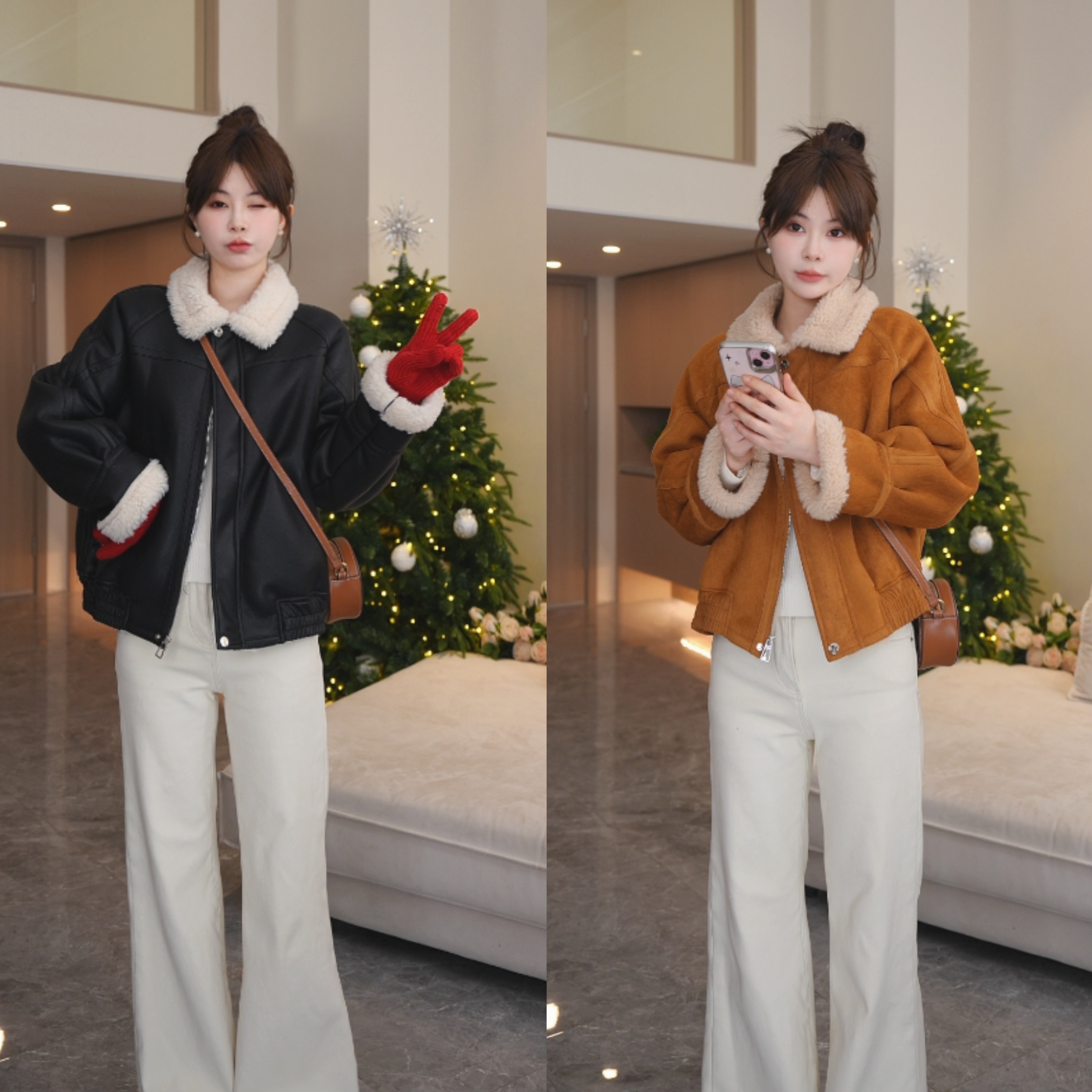 【小媛专属】美拉德 韩系复古双版本毛毛外套加厚夹克外套女冬