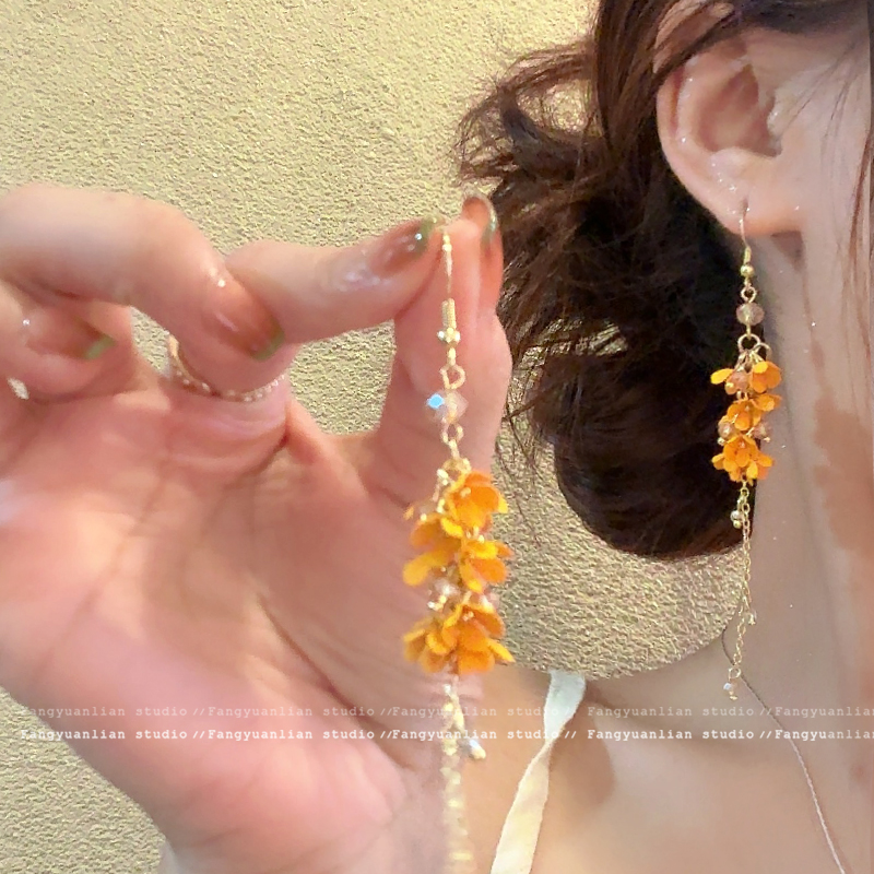 铜合金耳饰 十里桂花 灵动花朵流苏耳环女森系耳钉适合夏天的耳饰