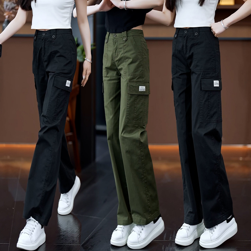 休闲工装裤女2025新款春秋季高腰显瘦休闲直筒裤小个子宽松阔腿裤